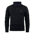 thumbnail image 2 of Bpmpbo Men's Solid Color Ribbed Quarter Zip Turtleneck Sweater, Warm Knit Pullover for Fall and Winter, 2 of 4