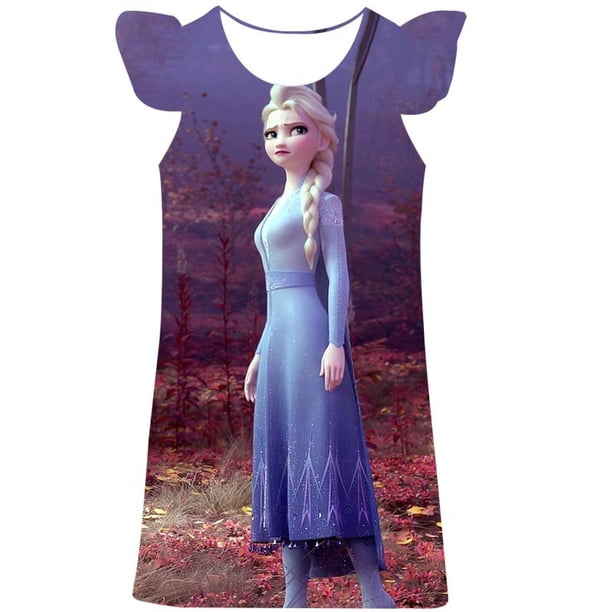 Vestidos de princesa Elsa de Disney para niñas, ropa de princesa para niños, estampado de dibujos animados, moda de verano, vestido de Elsa de Frozen para bebés 2023 1-10Y4T Gao Jinjia LED