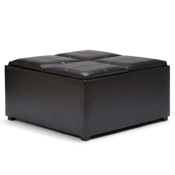 Simpli Home Avalon Coffee Table Storage Ottoman With 4 Serving Trays Com Simpli Home Avalon Coffee Table Storage, Coffee Table Storage Ottoman Black