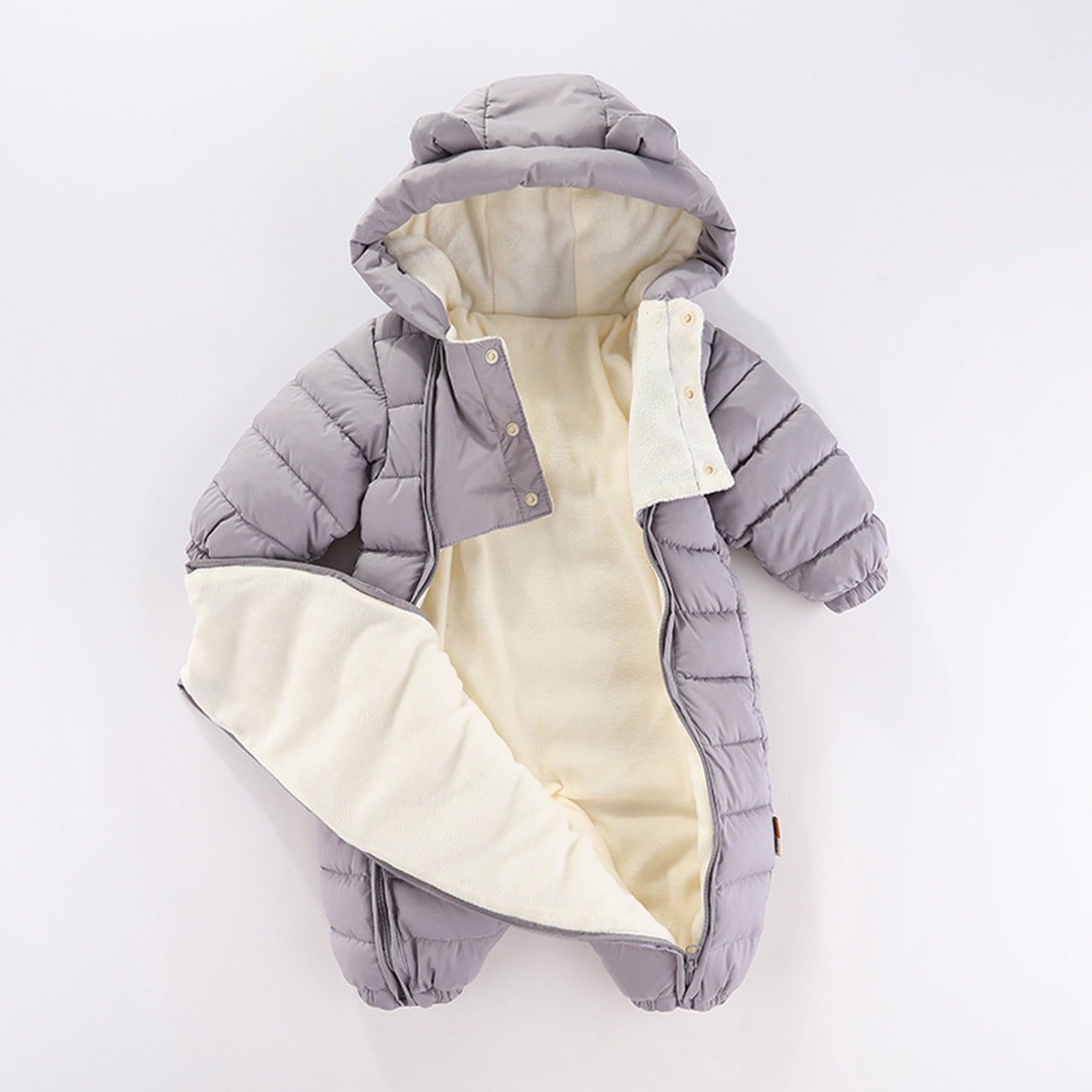Maqroz Newborn Snowsuit One Piece Infant Puffer Jumpsuit with Hood Thermal Girls Boys Winter Snow Suit Warm Zip Up Cozy Quilted Coat Cozy Down Jackets Cold Weather Clothes Outerwear, Sizes 3M-2T