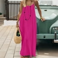 thumbnail image 5 of Bmawag Dresses for Women Fashion Plus Size Crew Neck Solid Color Sleeveless Summer Beach Maxi Dress, 5 of 9