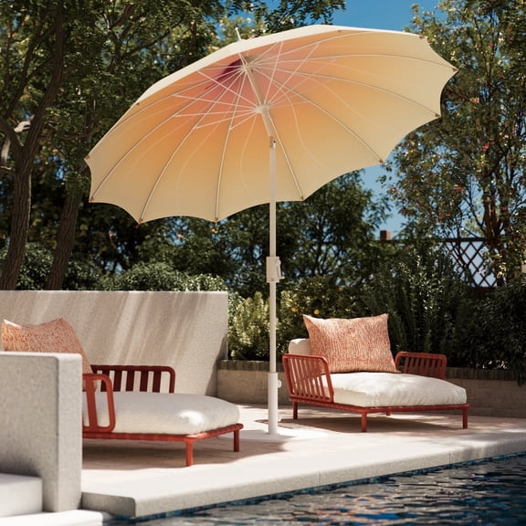 LAUSAINT HOME 9FT Patio Umbrella, 360° Rotation Design, Gradient Beige
