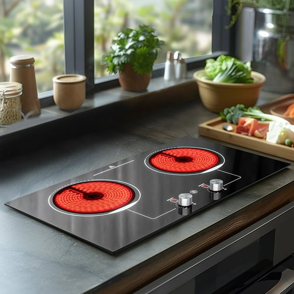 Advwin 2-Burner 1800W Electric Cooktop with Child Safety Lock, Timer & 10 Power Settings - 110V Countertop Stove