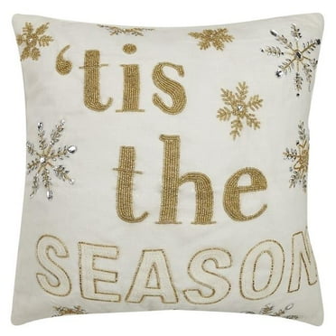Peking Handicraft 31JES1317C18SQ 18 x 18 in. Tis the Season Embroidered Pillow, Red