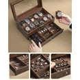 thumbnail image 4 of SONGMICS 12-Slot Watch Box, Lockable Watch Case with Glass Lid, 2 Layers, Brown Synthetic Leather, Brown Lining, 4 of 9