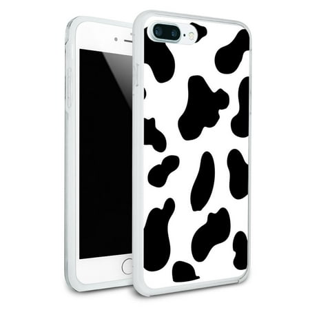Cow Print Black White Protective Slim Fit Hybrid Rubber Bumper Case Fits Apple iPhone 8 Plus