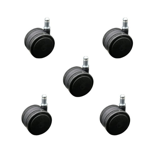 Service Caster Brand 2.375 Inch Office Chair Stem Casters Set of 5 Thermoplastic Rubber Caster