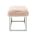 thumbnail image 2 of Inspired Home Randy Faux Fur Bench Chrome Frame Ottoman Modern, Rose, 2 of 8