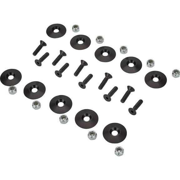 Aluminum Race Car Body Mounting Sheetmetal Washer Kit, Black