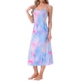 thumbnail image 4 of INSPIRAR CHIC Vestidos de Noche para Mujeres Sin Mangas con Tirantes Espagueti Cuello Redondo Primavera Verano Vestido de Dormir M Azul Rosa, 4 of 6