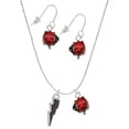 thumbnail image 1 of Delight Jewelry Silvertone Black Lightning Bolt Red Lucky Ladybug Necklace and Dangle Earrings Set, 1 of 6