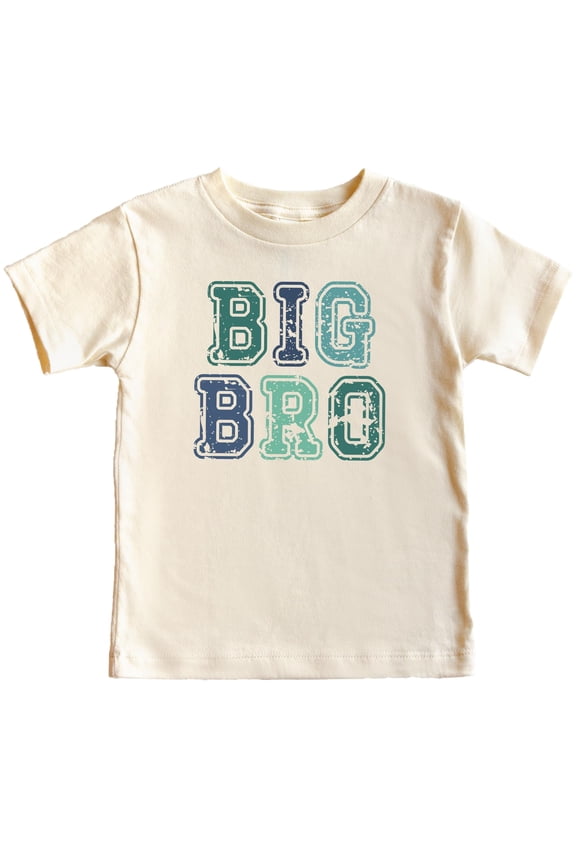 Cute Big Bro Shirt for Boys Blue and Green Letter Big Brother Sibling T-Shirt Natural Shirt Youth Small