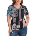 thumbnail image 4 of Terrifier Women's Shirt V-Neck Breathable Short-Sleeve T-Shirt Casual Fashion Tee Soft & Trendy Blouse 4XL, 4 of 8