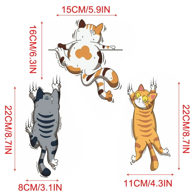 Danhjin Proof Sticker Cute Cats Decal Car Stickers Reflective Sticker Cats Decorative Sticker Sticker for Car Bicycle Scooter 3Pcs Stickers