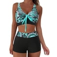 thumbnail image 3 of CAIXIA Womens High Waisted Swimsuits with Boy Shorts Brazilian Triangle Top Stripes Halter Bikini Two Piece Bathing Suits, 3 of 8