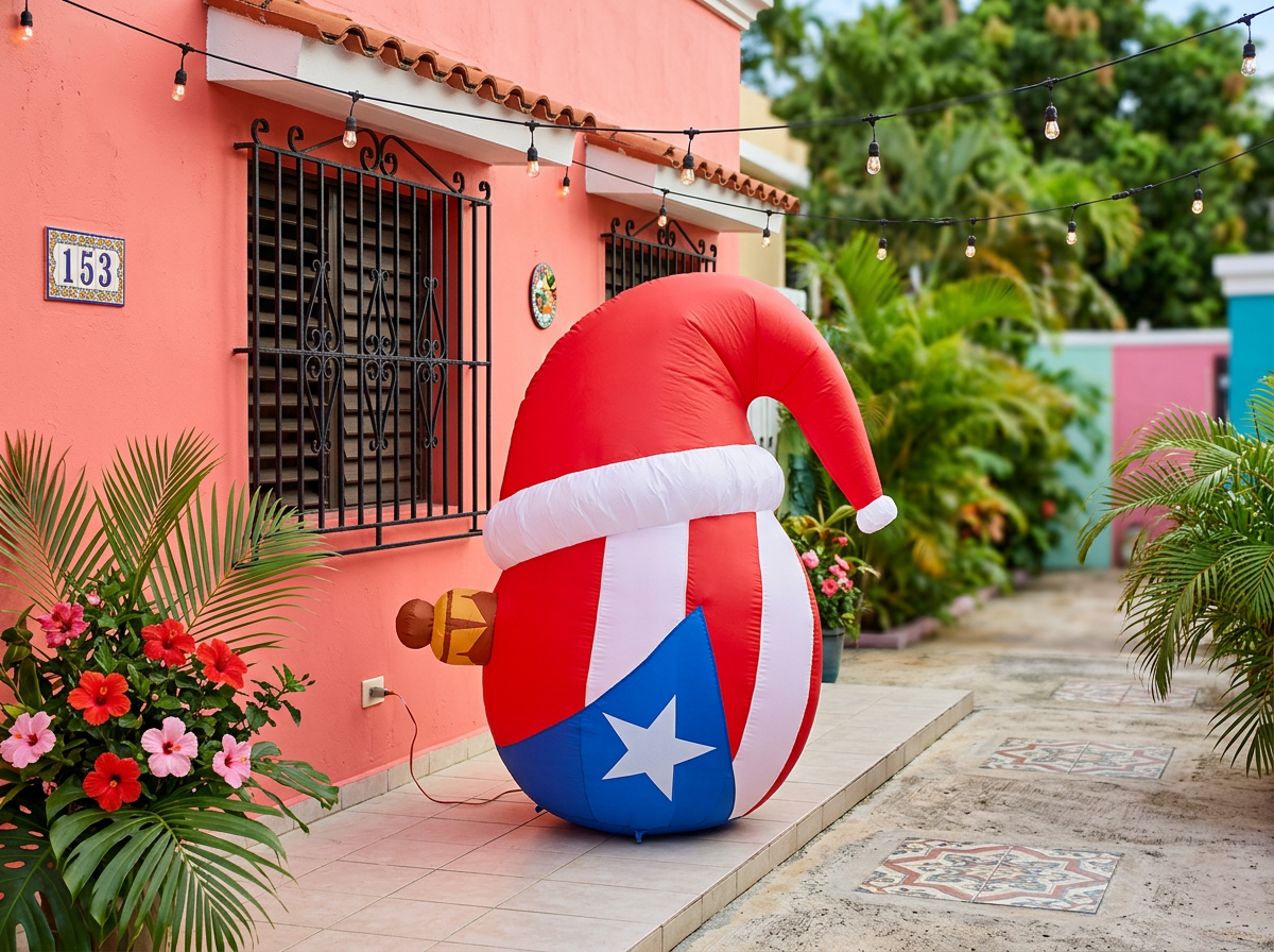 4FT Inflatable Ball with Santa Hat with w/Led light