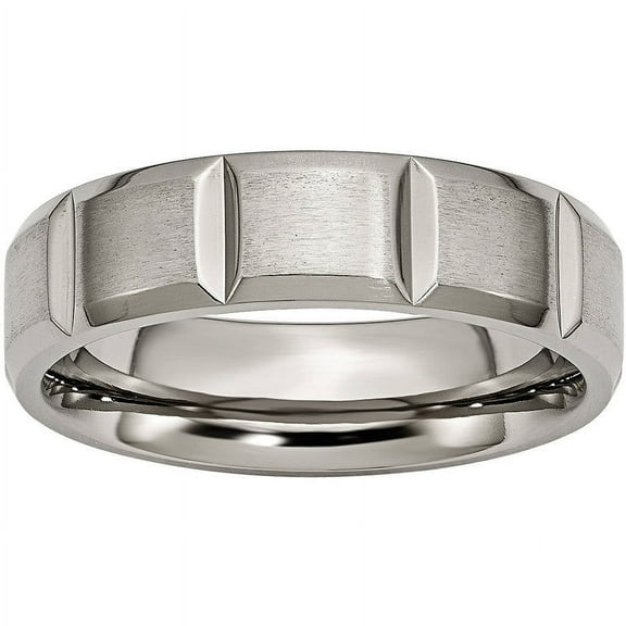 Titanium 6mm Grooved Satin and Polished Band
