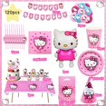 thumbnail image 3 of Plato de decoración para fiesta de cumpleaños de Hello Kitty rosa, vajilla desechable, fondo, globo, baby shower, juguete para niñas, regalo, suministros para fiesta, 3 of 5