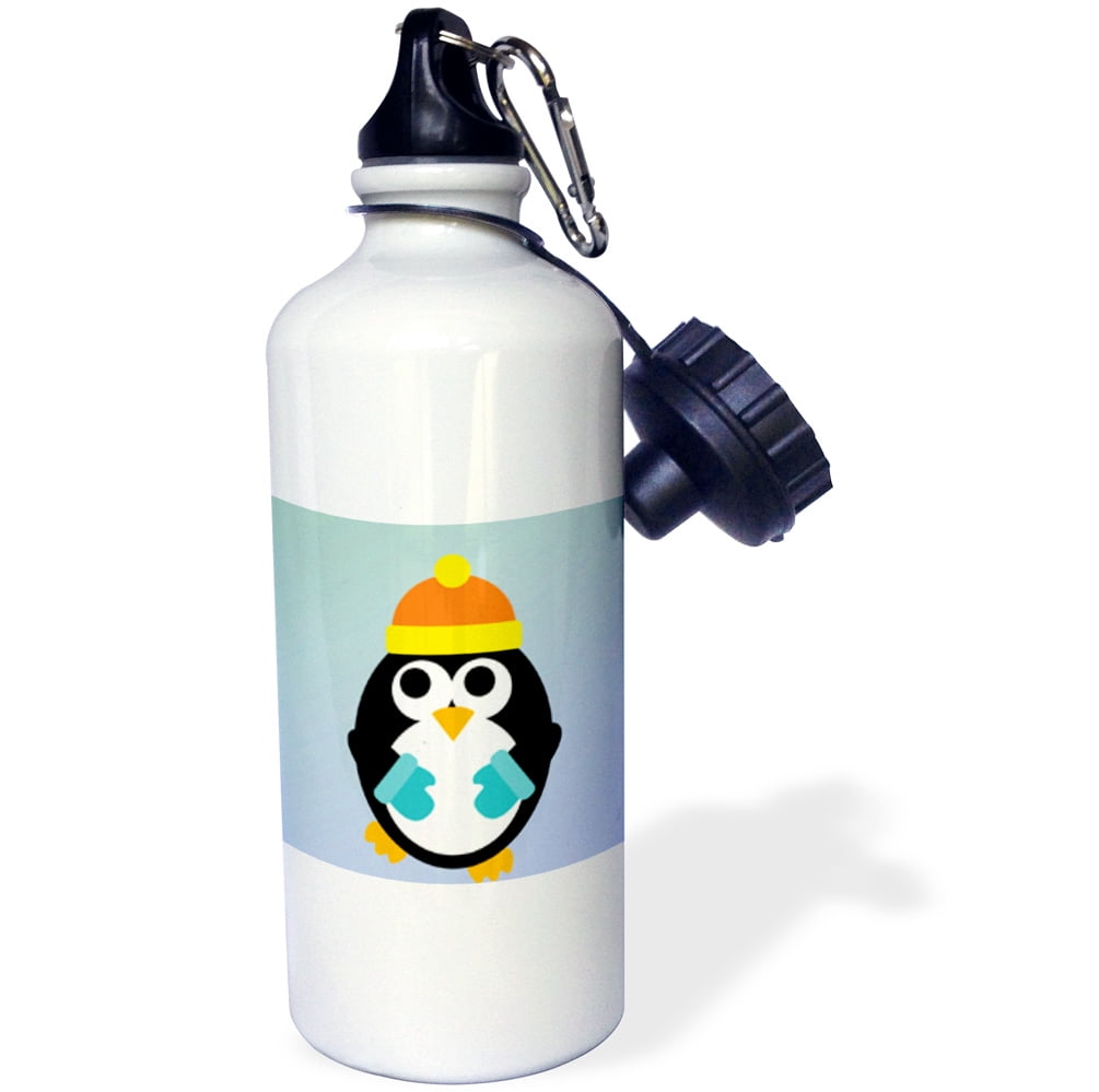 3dRose Cute Winter Penguin- Whimsical Art, Sports Water Bottle, 21oz by 3dRose