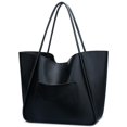 thumbnail image 1 of Bolso de hombro KKXIU de cuero vegano negro para mujer, 1 of 7