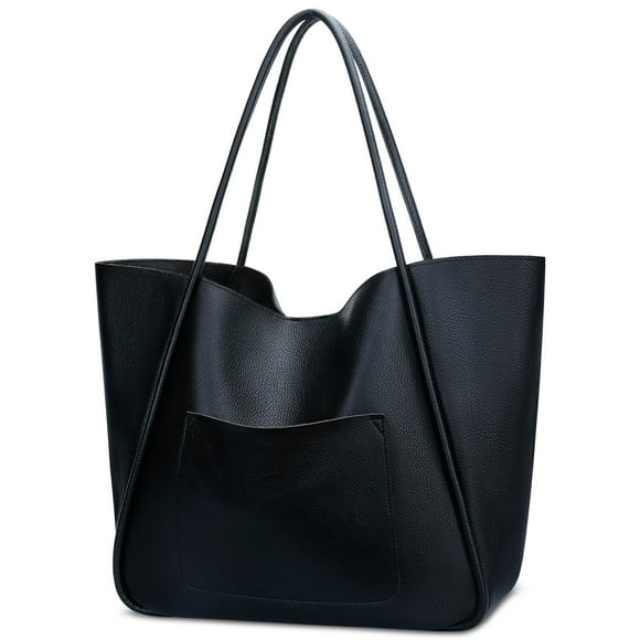 Bolso de hombro KKXIU de cuero vegano negro para mujer