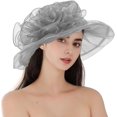 thumbnail image 2 of Women's Kentucky Derby Church Dress Hat Wide Brim Leaf Flower Bridal Shower Hat, 2 of 5
