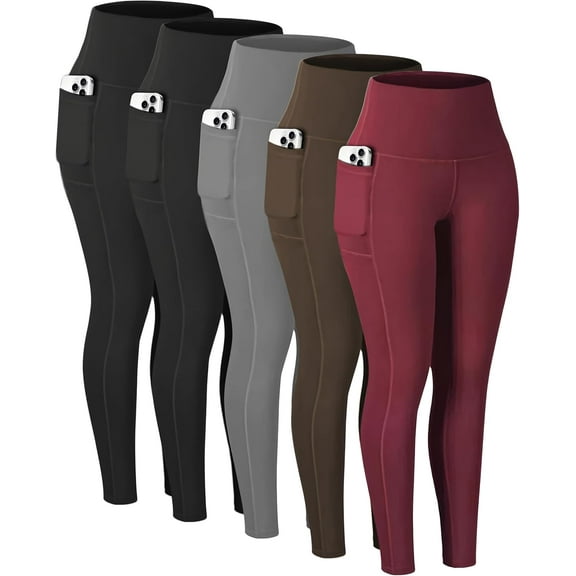 NEIRID 5 Pack Workout Leggings for Women with Pockets - High Waisted Yoga Pants Women Tummy Control Gym Athletics Clothes