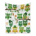 thumbnail image 1 of St. Patrick's Day Soft Flannel Fleece Throw Blanket, Irish Owls Leprechaun Hats on Trees Shamrock Leaves Horseshoe, Cozy Plush for Indoor and Outdoor Use, 70" x 90", Green and White, by Ambesonne, 1 of 6