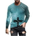 thumbnail image 2 of Styesk Chemises pour Hommes Col Rond Manches Longues Chandail Imprimé T-Shirt Blouse Tops, 2 of 5