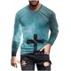thumbnail image 2 of Blusas y camisas de manga larga con cuello redondo para hombre, blusas casuales de manga larga con cuello redondo, blusas estampadas, blusas de poliéster para hombre, 2 of 5