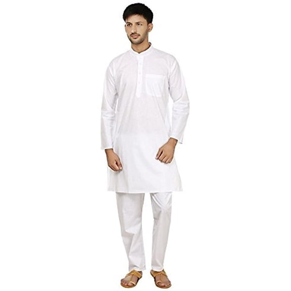 Royal White 100% Madras Cotton Kurta Pyjama Set