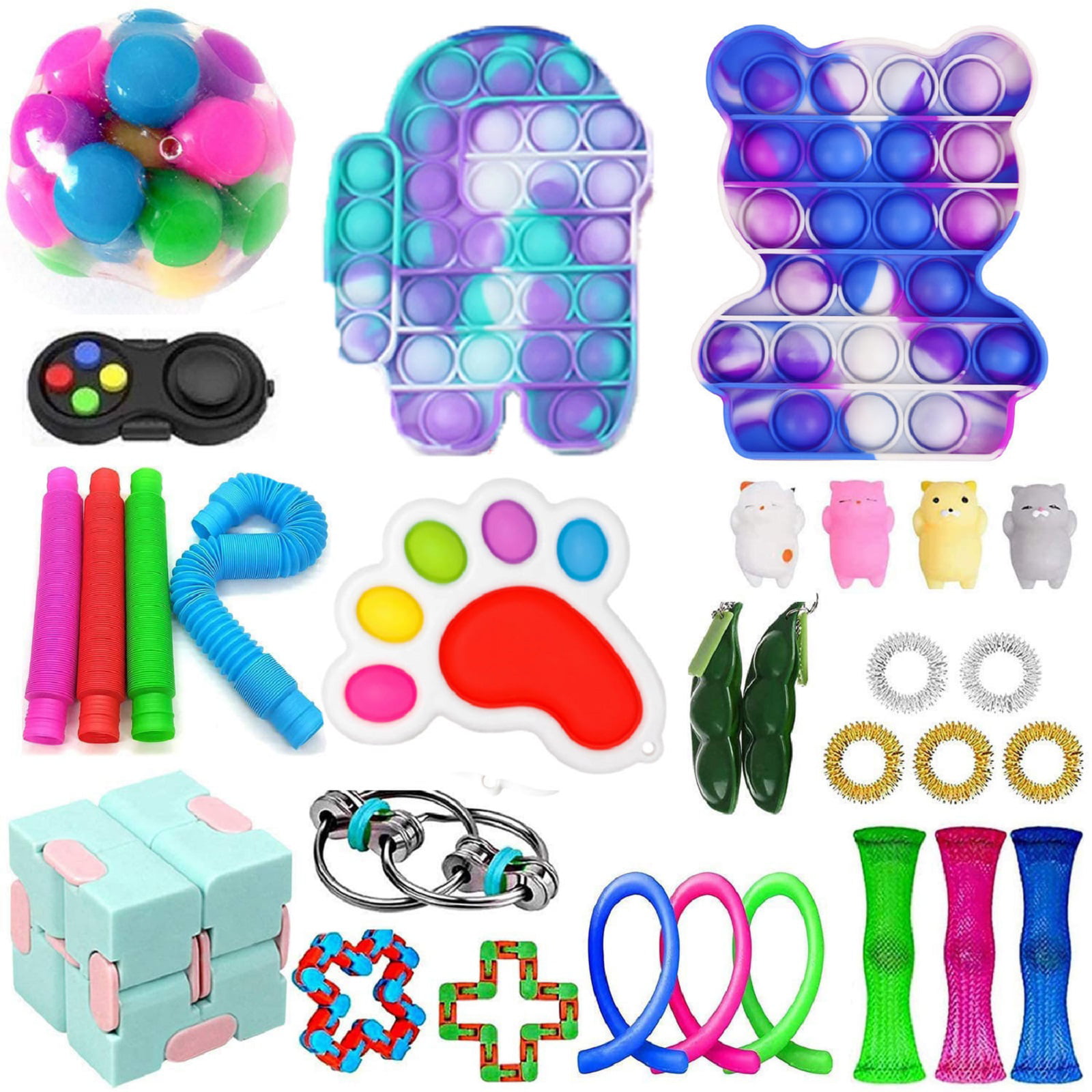Details about   50pcs Pack Fidget Sensory Toy Set Stress Relief Toys Autism Anxiety Relief Kids