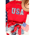 thumbnail image 3 of Women's Red Floral USA Graphic Cuffed Sleeve Crew Neck Tee - [ZhiHiMeRi] | (US 20-22)2XL, 3 of 7