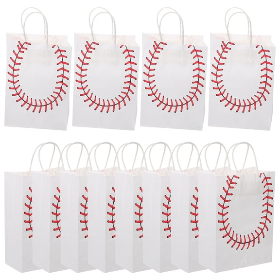 LOLIPPYY 12Pcs White Kraft Paper Football Bags Party Favor Treat Bags for Home and Celebration