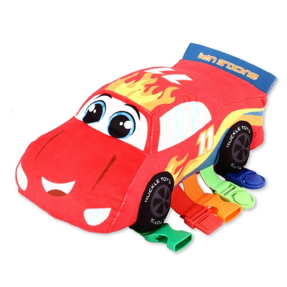 Buckle Toys Bullet Racecar Plush Toy - Develop Fine Motor Skills, Sensory Learning