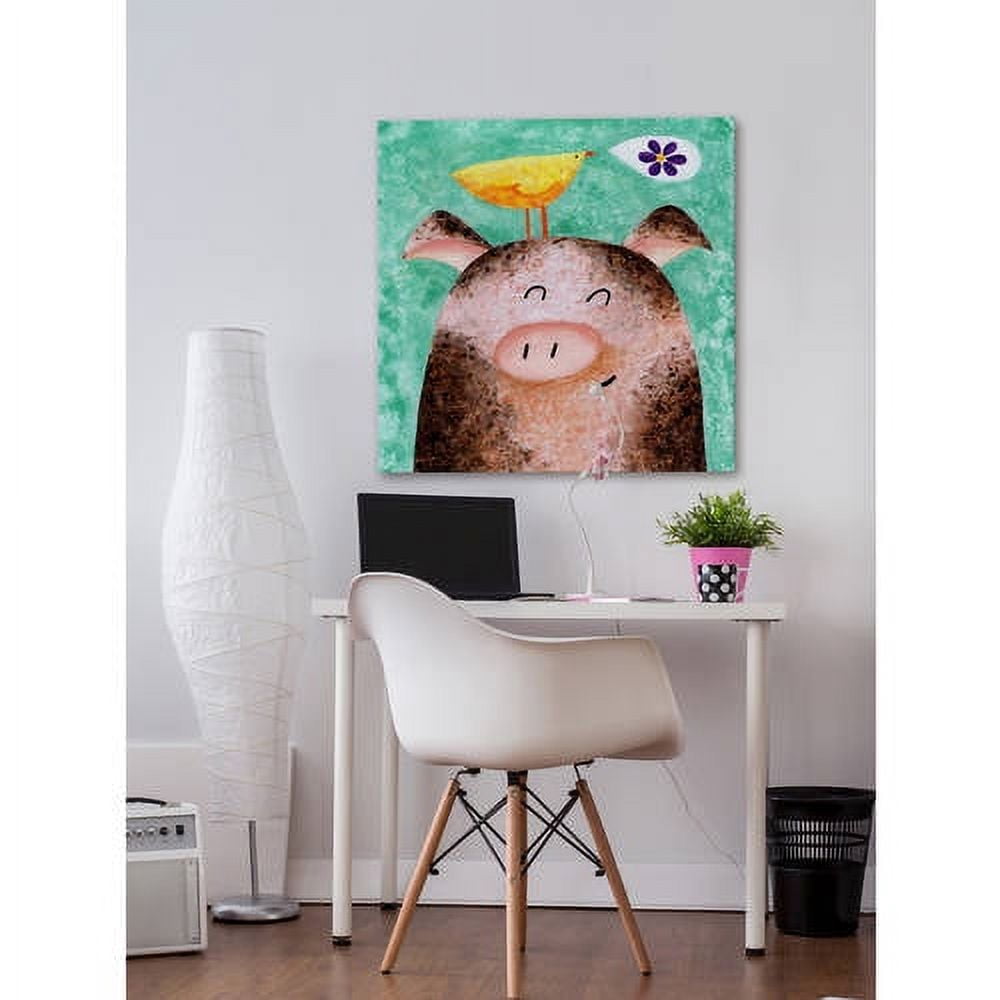 Marmont Hill - "Pigs Posy Peep" by Janet Nelson Painting Print on Wrapped Canvas