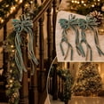 thumbnail image 4 of Hovilon 2pcs Christmas Wreath Bows, Green Polyester Ribbon Decoration for Front Door Tree Topper Wall Party Supply, Durable Holiday Bow for Indoor Outdoor Home Garden New Year Eve Decoration, 4 of 6