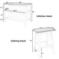 thumbnail image 2 of Harper & Bright Designs 3 Piece Kitchen Island Set with 2 Stools, Solid Wood Rustic Butcher Block Dining Table Set Prep Table Set with Shelves for Small Places, Walnut+White, 2 of 13