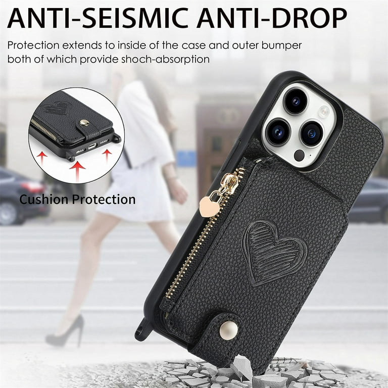 Feishell Crossbody Phone Case for Apple iPhone 15 Pro,Heart