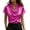 Hot Pink, variant on dazeni Women's Elegant Cowl Neck Satin Shirts Smooth Short Sleeve Lapel Business Blouses Casual Office Work Dressy Tops Wine Small