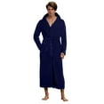 thumbnail image 3 of Quealent Mens Hooded Robe, Plush Robes for Men Long Fleece Bathrobe (Blue,XXL), 3 of 5