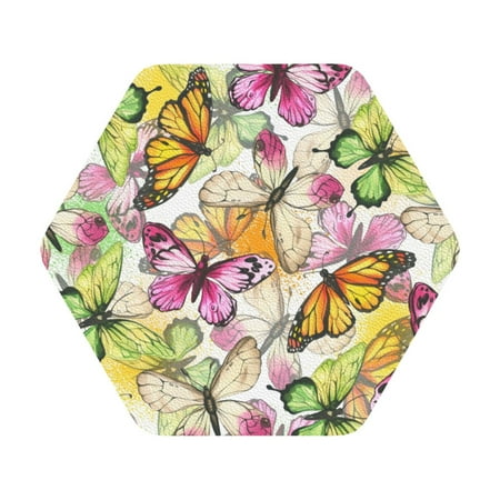 

Matuu Butterflies2 for Cup Coasters Set of 6 Leather Coasters Desk Coasters for Office Measures 4” x 4” Hexagon