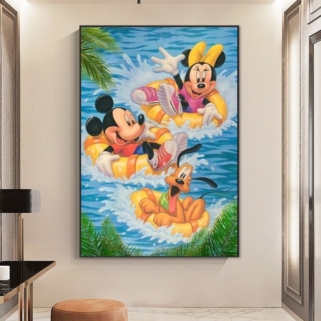 Cuadros Decorativos Pintura de diamante 5D DIY taladro redondo completo Mickey decoración del hogar arte artesanal Wdftyju embutido en tela