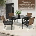 thumbnail image 4 of Villeston 5-Piece Wicker Outdoor Patio Set, with Square Steel Tabletop and 4 Chair for Backyard, 4 of 8