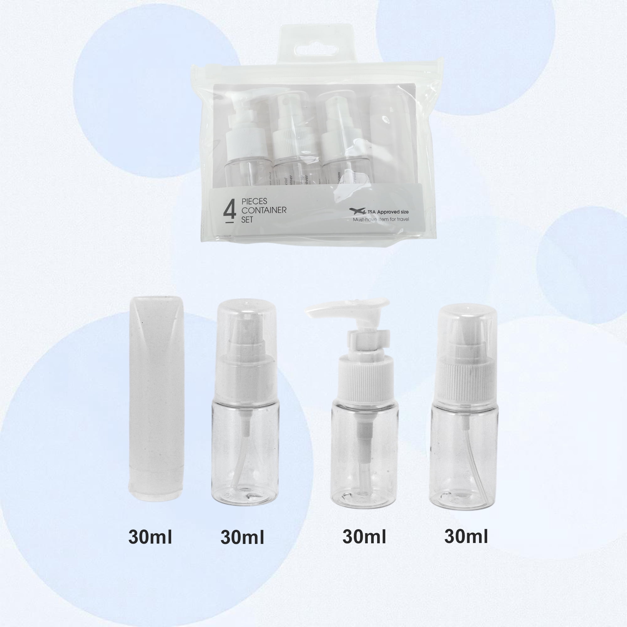 Unique Bargains Portable Travel Container Set 4 Pcs White