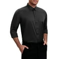 thumbnail image 4 of INSPIRE CHIC Men's Point Collar Long Sleeve Button Down Solid Color Formal Dress Shirts Black M, 4 of 6