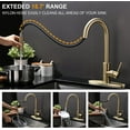 thumbnail image 3 of Gold Kitchen Faucets with Pull-Down Sprayer, Modern Kitchen Sink Faucet Stainless Steel Single Handle Kitchen Faucet with Deck Plate, Brushed Gold, 3 of 5