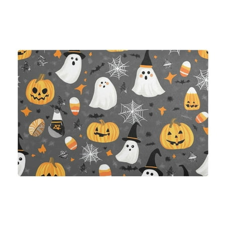 

Dish Drying Mat Microfiber Kitchen Dish Pad Counter Absorbent Drainer Rack 12 x18 Adorable Ghost Pumpkin Spiderweb