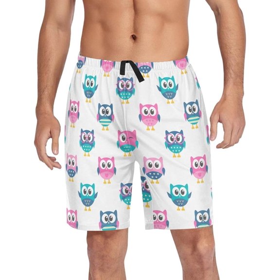 GZHJMY Owl Pajama Pants Short for Men, Lounge Pants Lightweight Men Pajama Bottoms with Drawstring Pockets, Christmas New Year Birthday Gifts, XX-Large