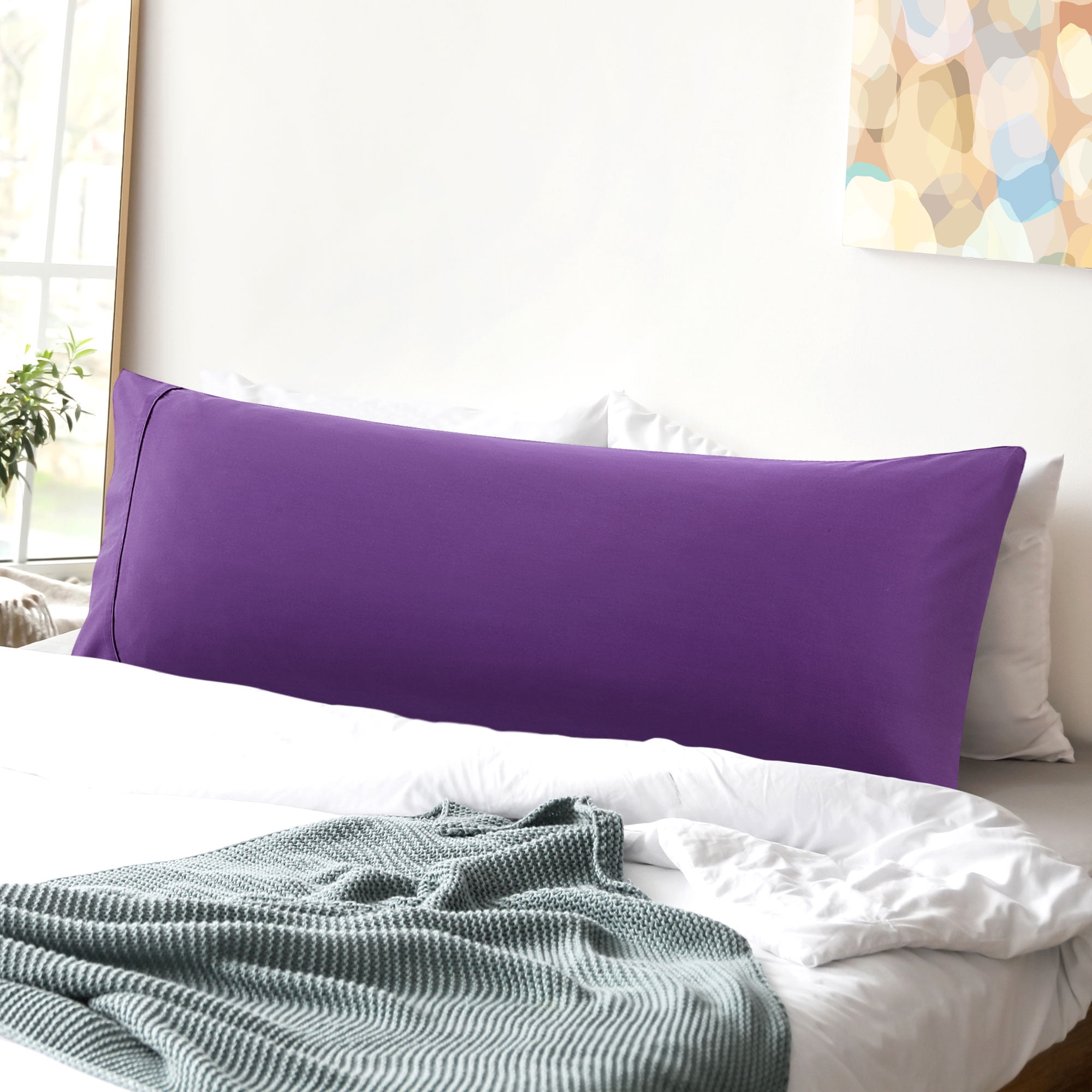 Unique Bargains 20"x 55" 1PC Envelope Closure Body Pillow Cover Grape